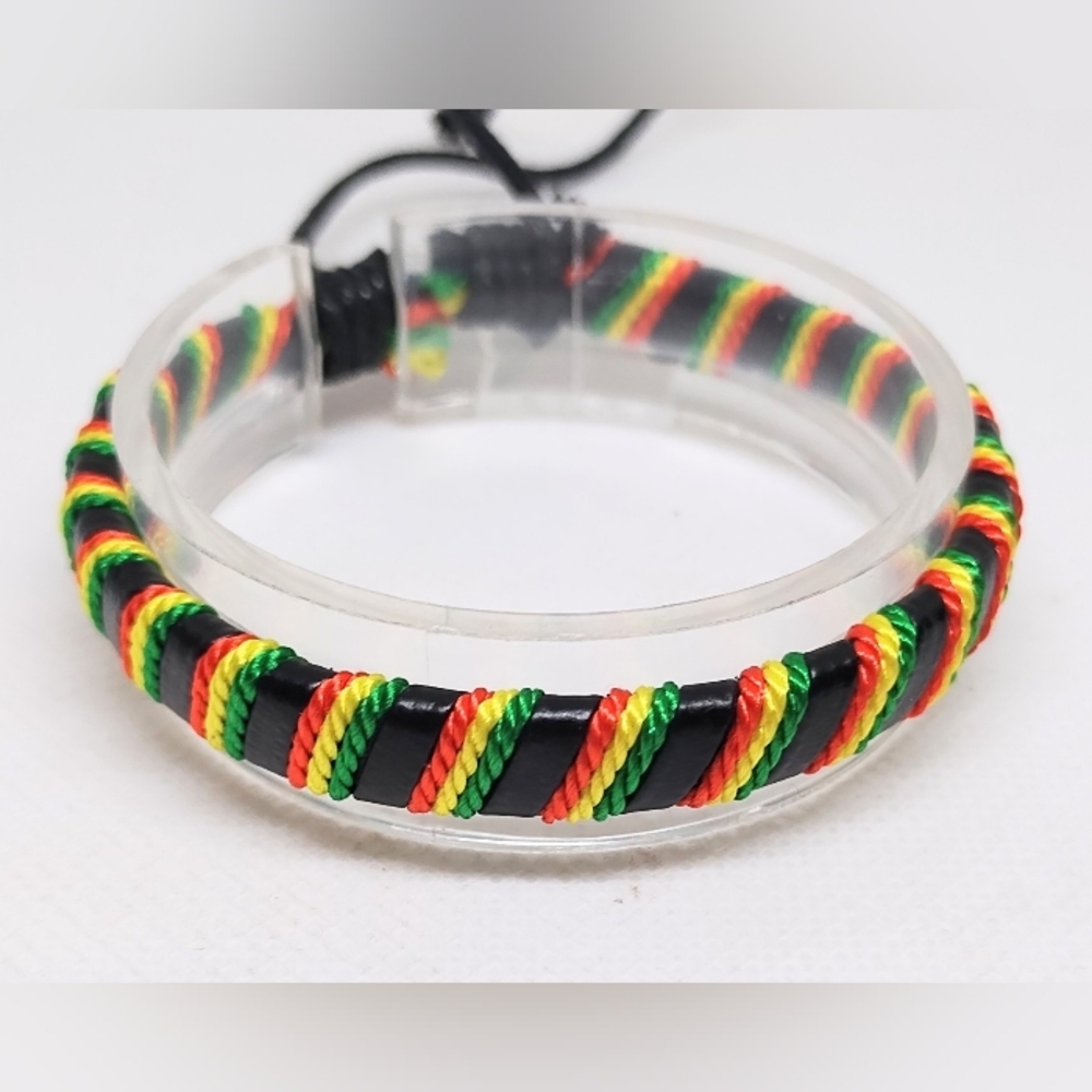 Men's Bracelet Leather Braided‎ Black Jewelry New f93